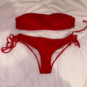 VICTORIA’S SECRET BIKINI SET Red Ribbed SZ: XS
